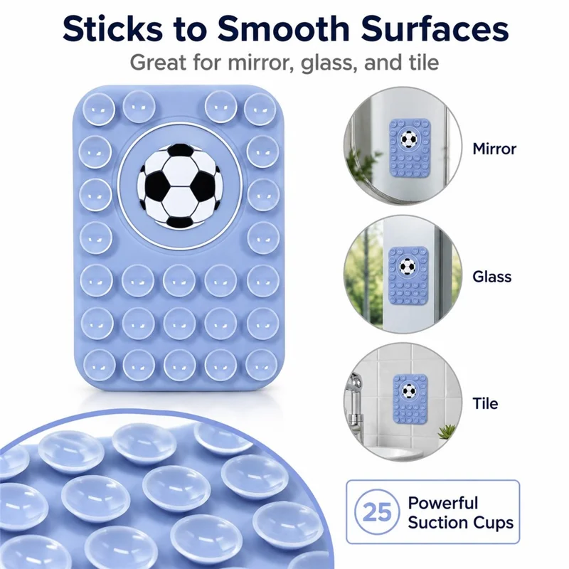 Football Pattern Magnetic Suction Cup Phone Mount Compatible with MagSafe Case Silicone Sticky Grip Holder - Black