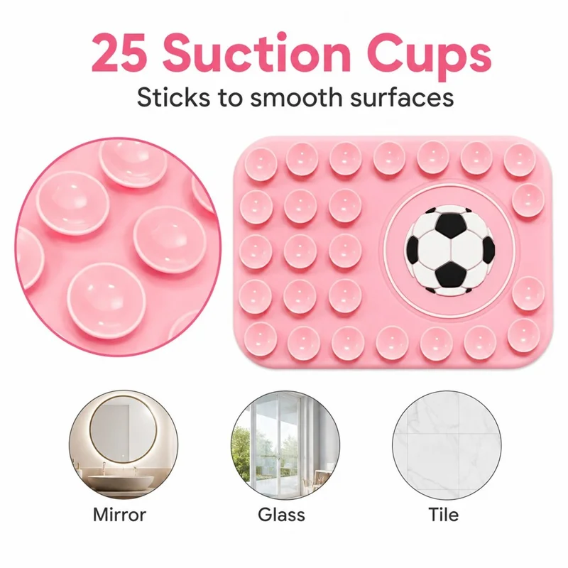 Football Pattern Magnetic Suction Cup Phone Mount Compatible with MagSafe Case Silicone Sticky Grip Holder - Black