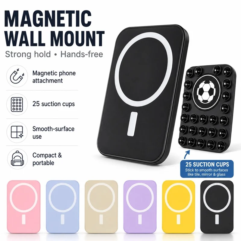 Football Pattern Magnetic Suction Cup Phone Mount Compatible with MagSafe Case Silicone Sticky Grip Holder - Baby Blue
