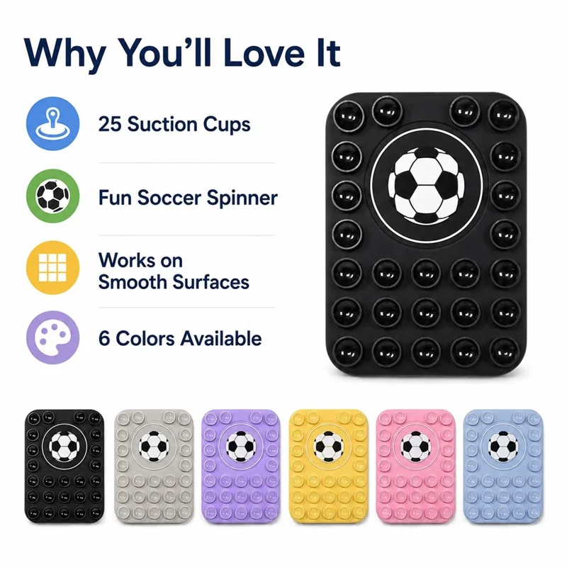 Football Pattern Magnetic Suction Cup Phone Mount Compatible with MagSafe Case Silicone Sticky Grip Holder - Baby Blue