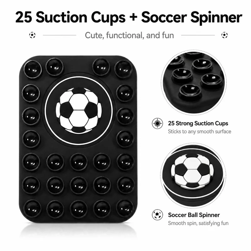 Football Pattern Magnetic Suction Cup Phone Mount Compatible with MagSafe Case Silicone Sticky Grip Holder - Baby Blue