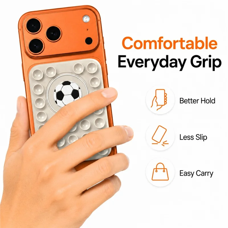 Football Pattern Magnetic Suction Cup Phone Mount Compatible with MagSafe Case Silicone Sticky Grip Holder - Baby Blue