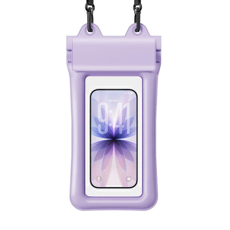 ESSAGER ES-FSD04 Waterproof Phone Pouch IPX8 Floating Airbag Design Clear Touch Screen Underwater Case - Purple
