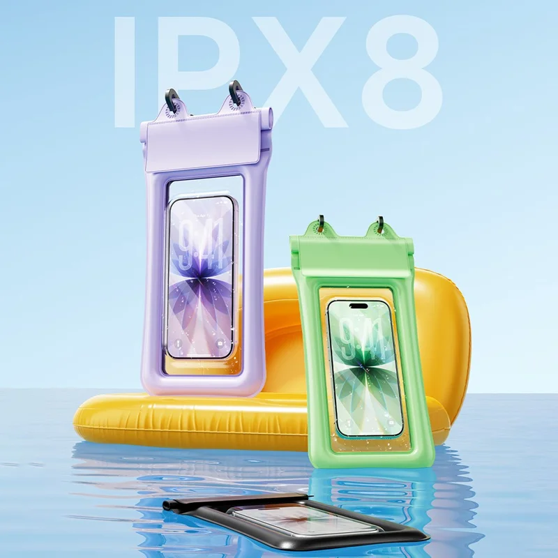 ESSAGER ES-FSD04 Waterproof Phone Pouch IPX8 Floating Airbag Design Clear Touch Screen Underwater Case - Purple