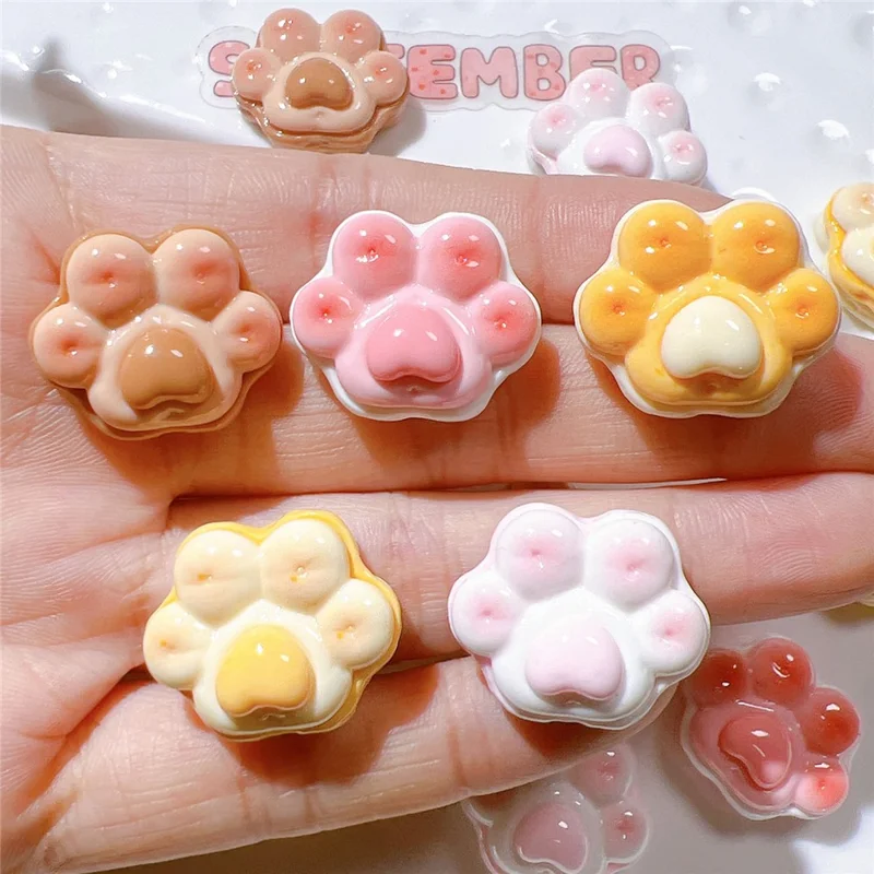 50Pcs DIY Craft Cat Paw Charms PC Decorations for Phone Case Cup Hair Accessories - Coffee