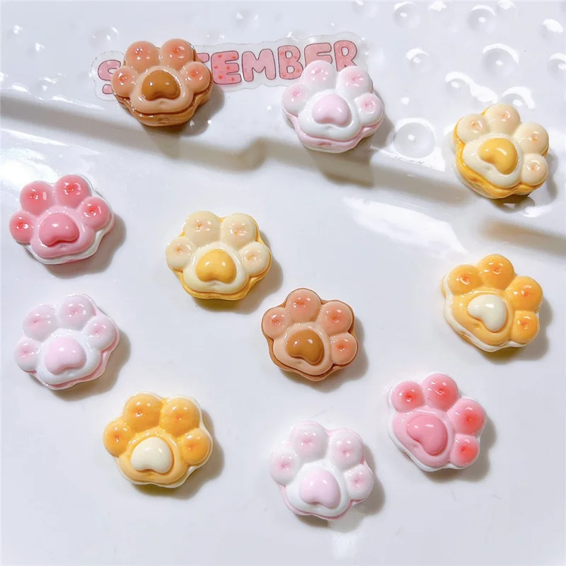 50Pcs DIY Craft Cat Paw Charms PC Decorations for Phone Case Cup Hair Accessories - Coffee