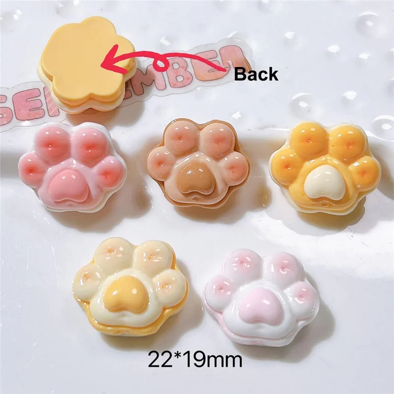 50Pcs DIY Craft Cat Paw Charms PC Decorations for Phone Case Cup Hair Accessories - Coffee