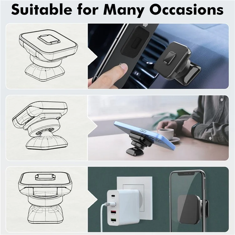 HL-148B Magnetic Adsorption Phone Holder 360 Degree Rotatable Bracket with Adhesive Base