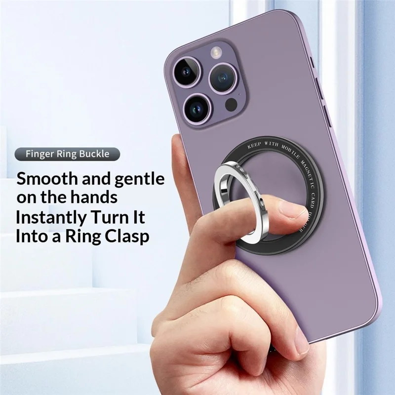 Magnetic Ring Stand 360° Rotation Foldable Finger Grip Dual-Axis Zinc Alloy Phone Kickstand - Black