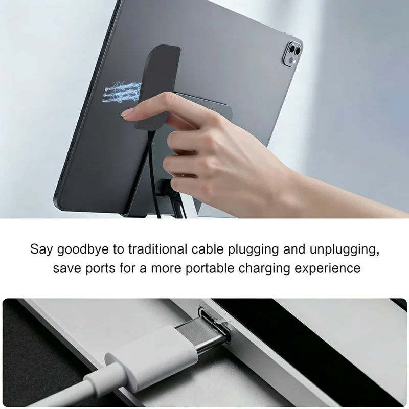 Magnetic Wireless Charger for iPad Pro 12.9 (2022) / (2021) / (2020) / (2018) PD Fast Charging Type-C Nylon Braided Cable - White