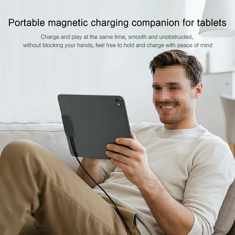 Magnetic Wireless Charger for iPad Pro 12.9 (2022) / (2021) / (2020) / (2018) PD Fast Charging Type-C Nylon Braided Cable - White