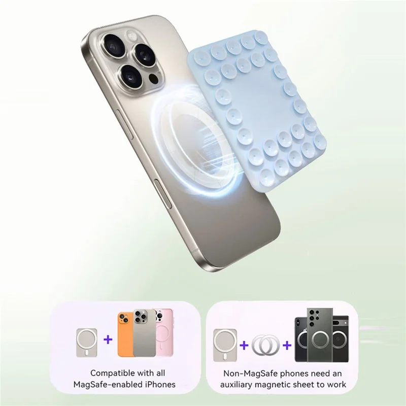 Magnetic Phone Stand Suction Cup Silicone Phone Holder for Car Desktop Glass Surface - Blue