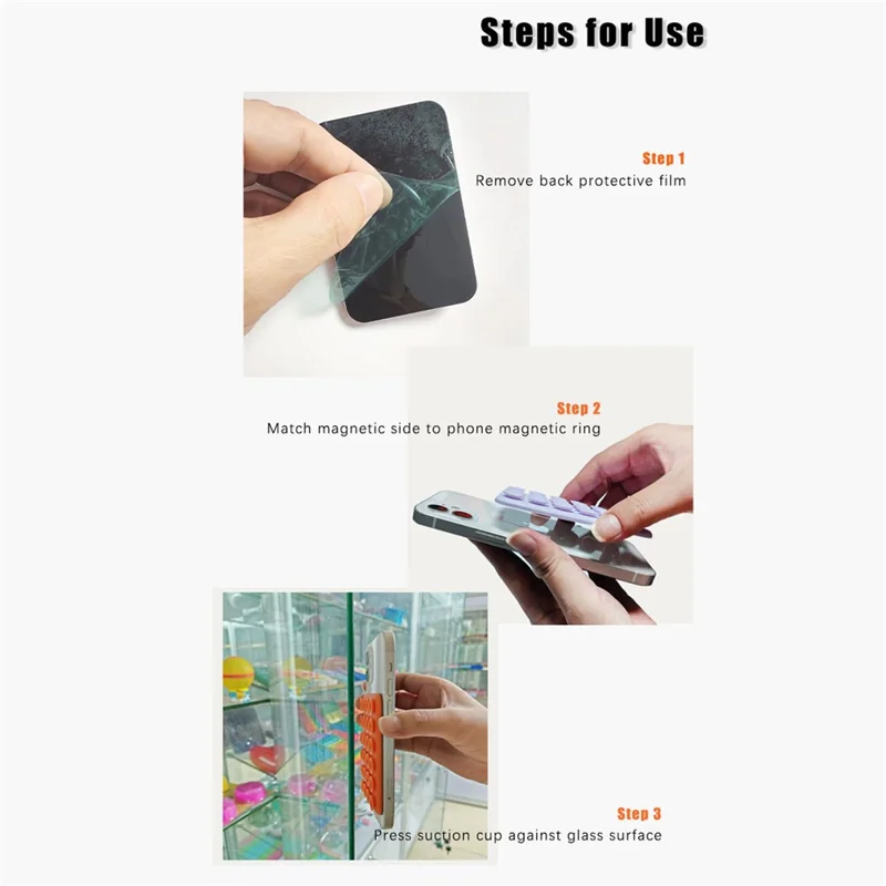Magnetic Phone Stand Suction Cup Silicone Phone Holder for Car Desktop Glass Surface - Blue