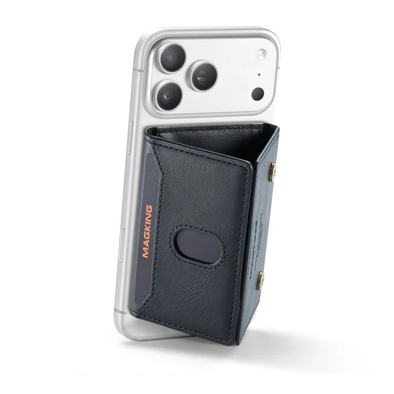 MAGKING K5 Magnetic Wallet RFID Blocking Tri-Fold Kickstand 8 Card Slots Phone Card Holder - Black