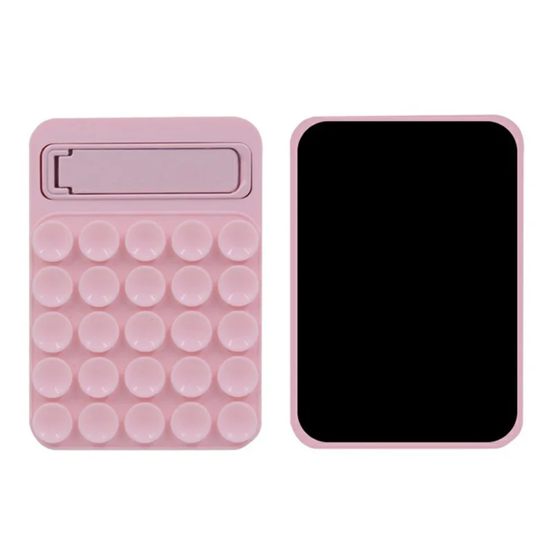 Silicone Suction Cup Magnetic Phone Mount Foldable Kickstand for Smooth Surface Desktop - Light Pink