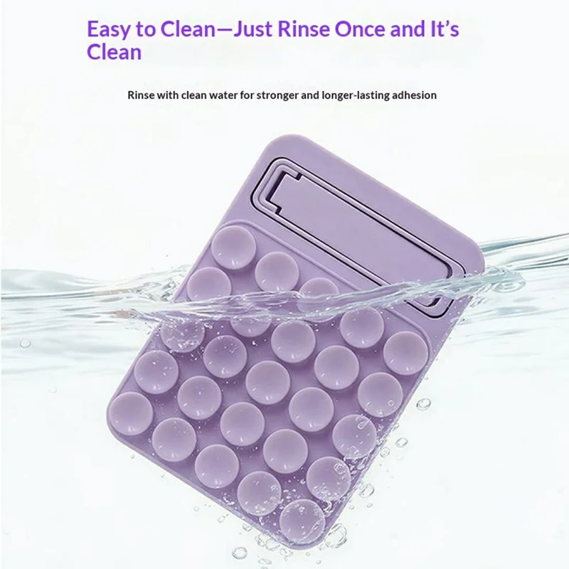 Silicone Suction Cup Magnetic Phone Mount Foldable Kickstand for Smooth Surface Desktop - Light Pink
