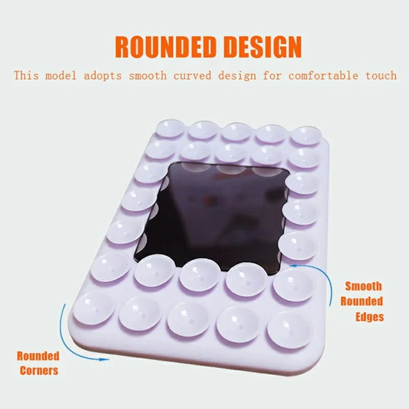 Silicone Suction Cup Magnetic Phone Mount Mirror with Magnetic Ring Sheet - Blue