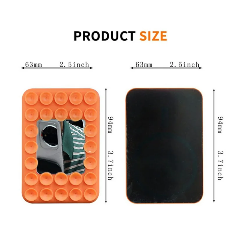 Silicone Suction Cup Magnetic Phone Mount Mirror with Magnetic Ring Sheet - Blue