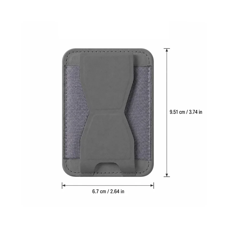 Magnetic Wallet Stand PU Leather Phone Kickstand Back Card Holder - Black