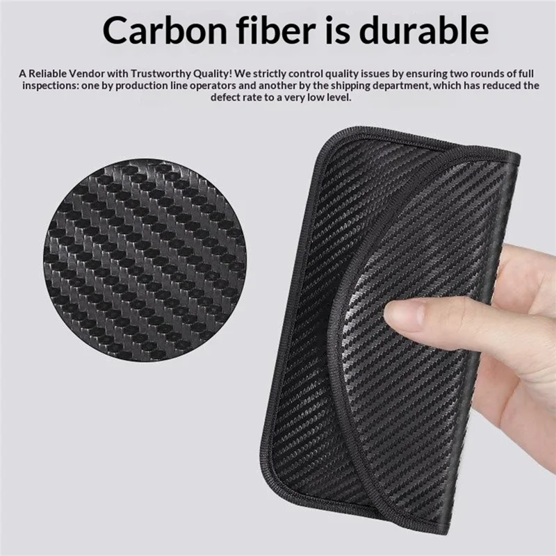 1Pc 20 x 10cm RFID Blocking Card Holder Carbon Fiber Texture Envelope Flap Magic Tape Closure Wallet - Black