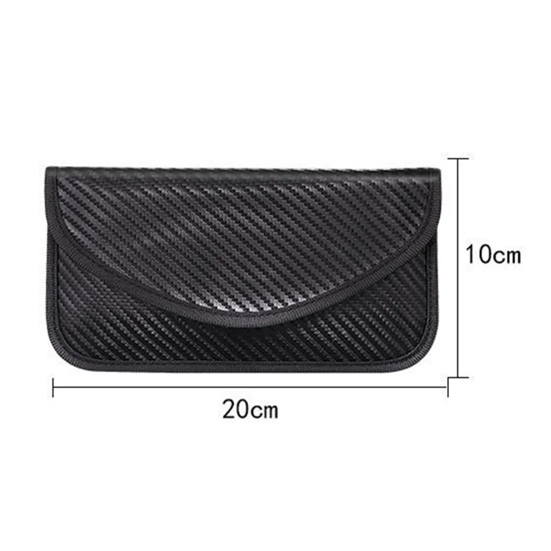 1Pc 20 x 10cm RFID Blocking Card Holder Carbon Fiber Texture Envelope Flap Magic Tape Closure Wallet - Black
