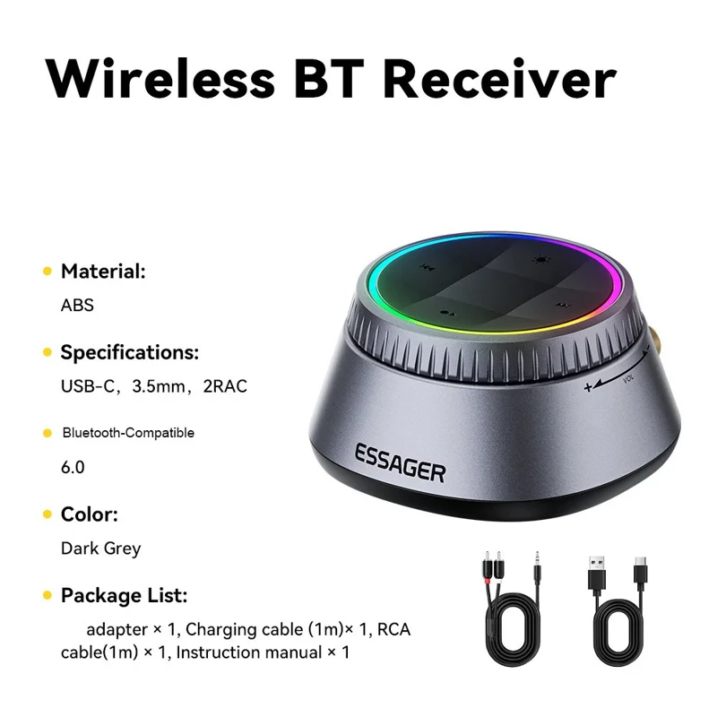 ESSAGER ES-BT18 Wireless Bluetooth-compatible Receiver NFC Low Latency Audio Adapter for Speakers / Home Music