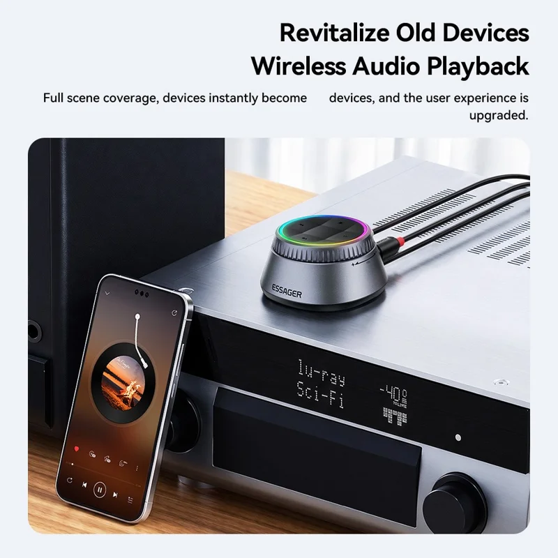ESSAGER ES-BT18 Wireless Bluetooth-compatible Receiver NFC Low Latency Audio Adapter for Speakers / Home Music