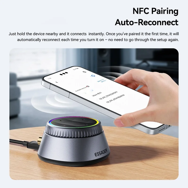 ESSAGER ES-BT18 Wireless Bluetooth-compatible Receiver NFC Low Latency Audio Adapter for Speakers / Home Music