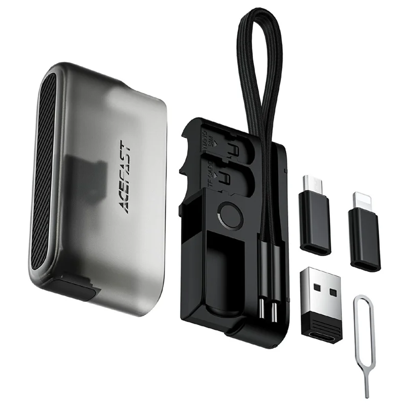 ACEFAST J23 Kit Adattatori USB Custodia Organizzatore Multifunzione da Viaggio con Supporto per Telefono - Nero