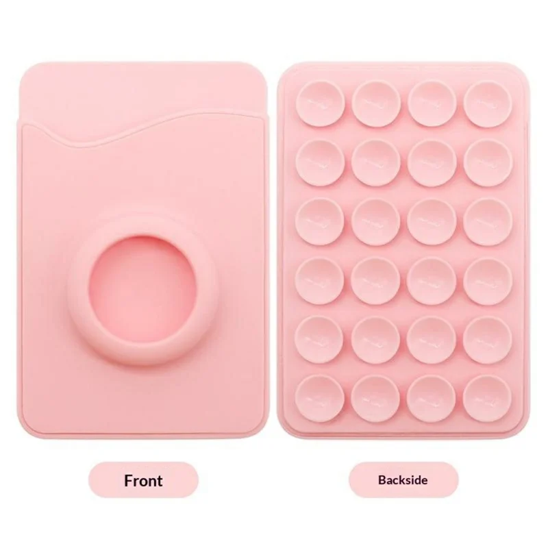 2 in 1 For Apple AirTag Card Holder Suction Cup ABS + Silicone Phone Back Attachment - Black