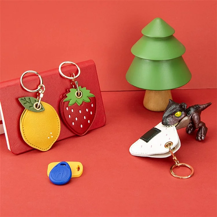 BMCS LIFE Cute Access Card PU Leather Protective Cover Keychain Car Key Ring Bag Pendant - Duck