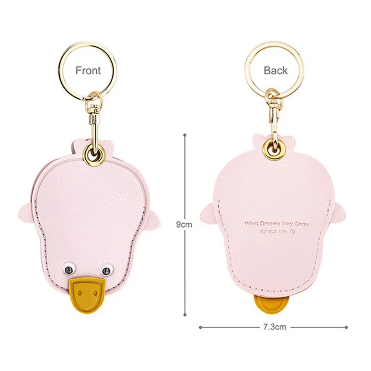 BMCS LIFE Cute Access Card PU Leather Protective Cover Keychain Car Key Ring Bag Pendant - Duck