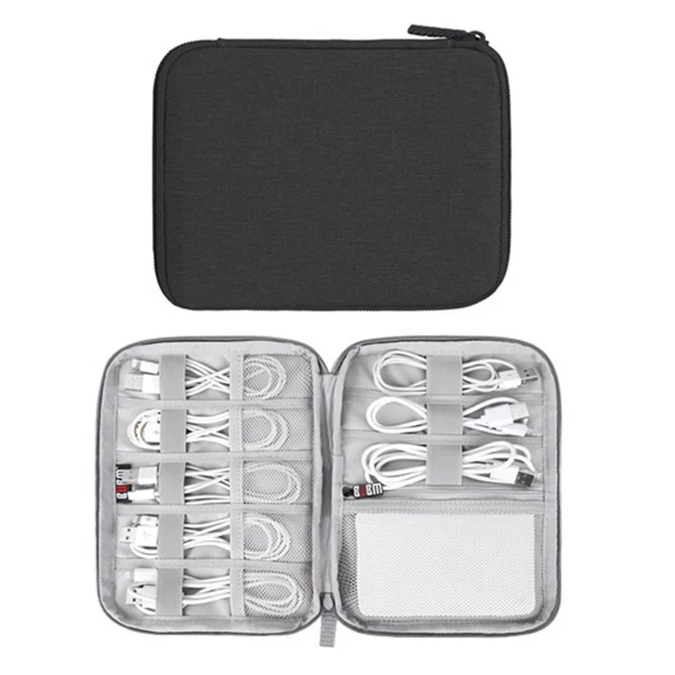 BUBM DISXS-MYB Small Size Single Layer Data Cable Power Bank Carrying Pouch Travel Digital Accessories Storage Bag - Black