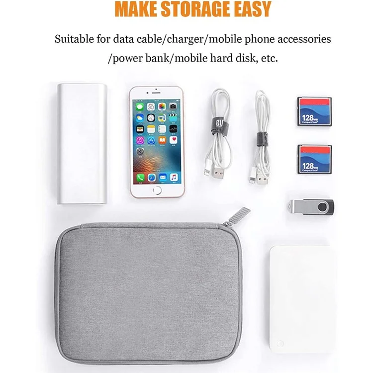 BUBM DISXS-MYB Small Size Single Layer Data Cable Power Bank Carrying Pouch Travel Digital Accessories Storage Bag - Black