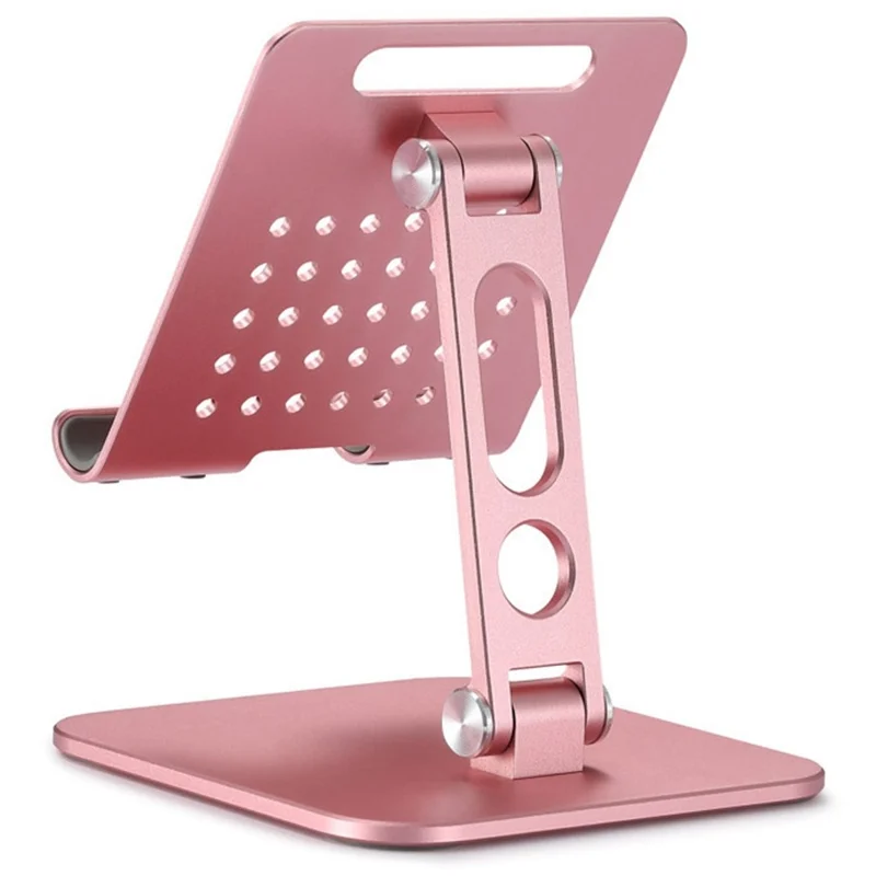 P54 Adjustable Folding Mobile Phone Stand Tablet Riser Heat Dissipation Cooling Bracket Holder - Rose Gold