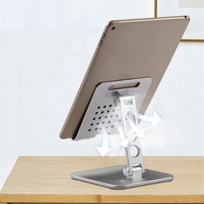 P54 Adjustable Folding Mobile Phone Stand Tablet Riser Heat Dissipation Cooling Bracket Holder - Rose Gold