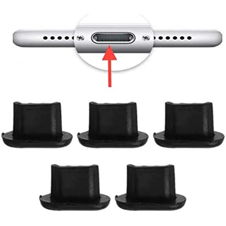 Phone Anti-dust Plug for Lightning and Android Micro USB Port, Cell Phone Dirt Prevention Plug Dust Cover Cap - White