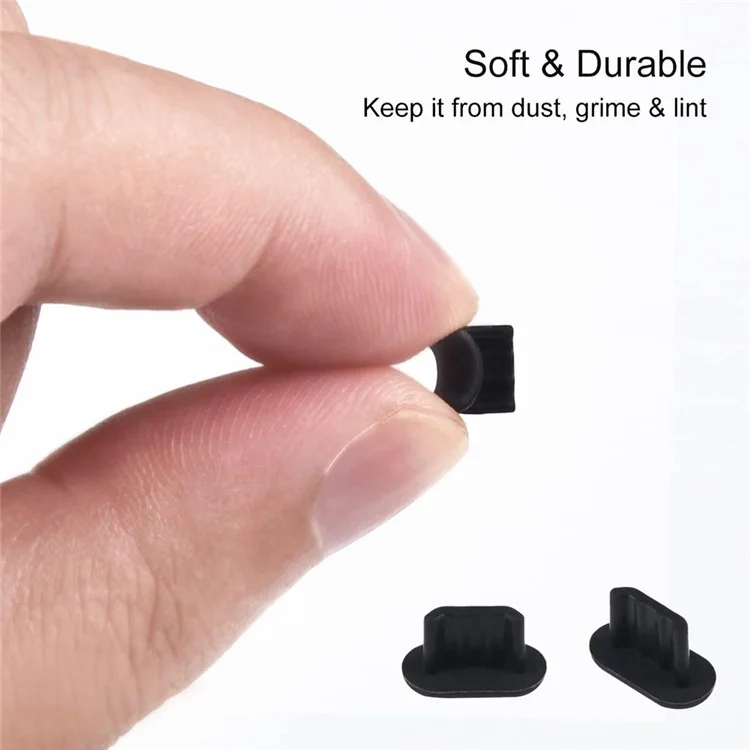 Phone Anti-dust Plug for Lightning and Android Micro USB Port, Cell Phone Dirt Prevention Plug Dust Cover Cap - White