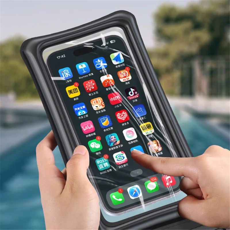 USAMS US-YD011 Waterproof Phone Pouch Universal 7-inch Waterproof Case Dry Bag IPX8 10m Underwater Phone Protector with Lanyard - Black