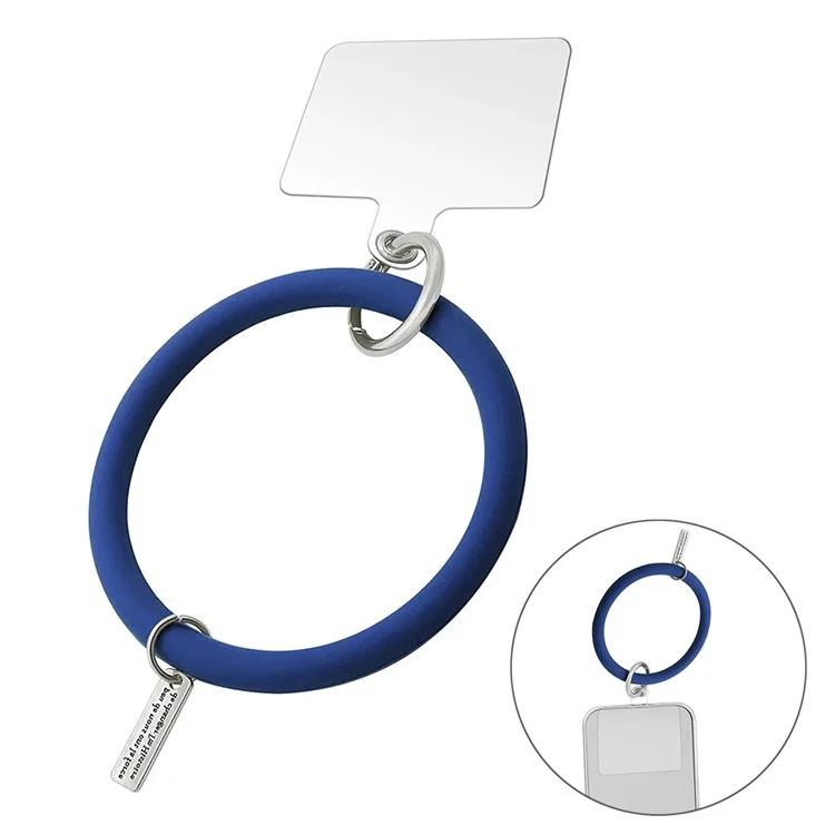JUNSUNMAY Cinturino in silicone liquido a forma di anello anti-perdita per cellulari - Blu scuro 