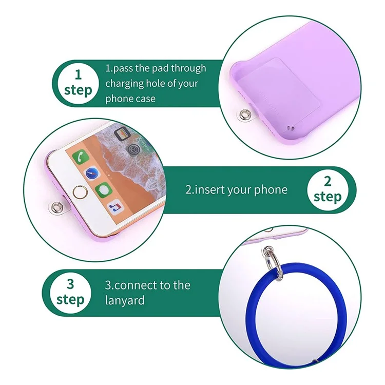 JUNSUNMAY Liquid Silicone Round Loop Anti-Loss Wrist Strap Carrying Rope for Cell Phones - Purple