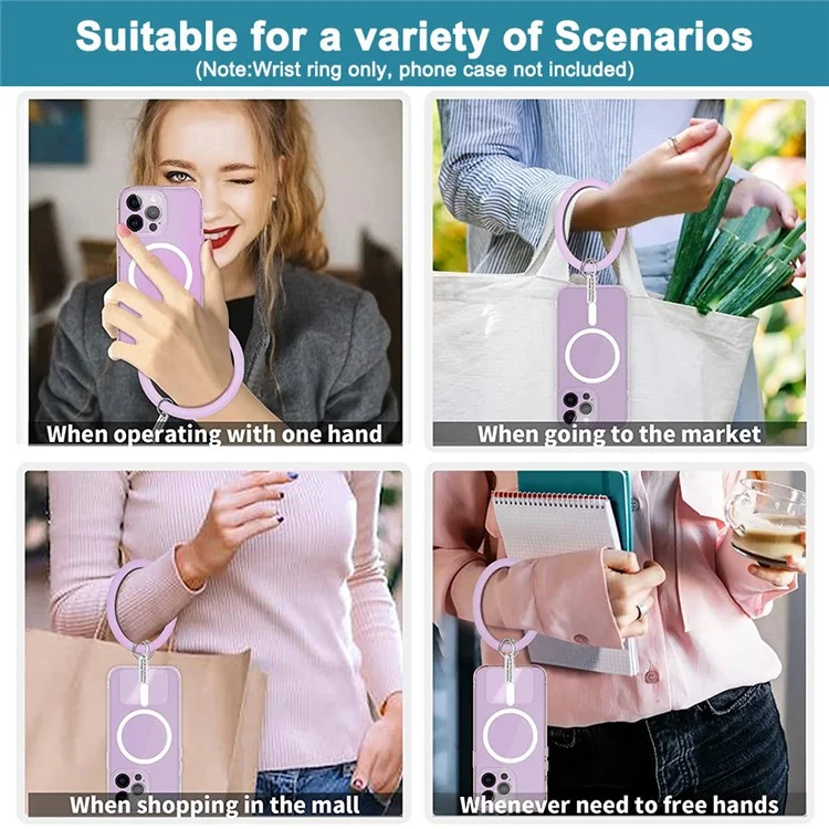 JUNSUNMAY Liquid Silicone Round Loop Anti-Loss Wrist Strap Carrying Rope for Cell Phones - Purple