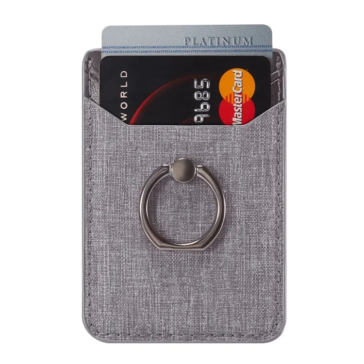 MUXMA MX112 Selbstklebender Telefon-Kartenhalter mit Leinwandstruktur, Ringständer, RFID-Blocktechnologie - Schwarz