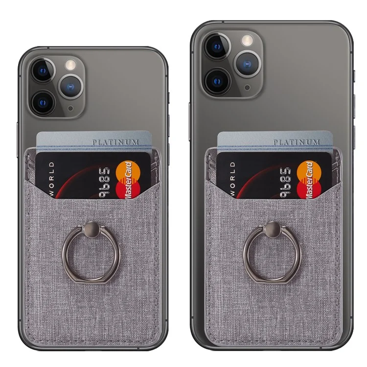 MUXMA MX112 Selbstklebender Telefon-Kartenhalter mit Leinwandstruktur, Ringständer, RFID-Blocktechnologie - Schwarz