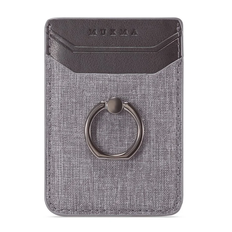 MUXMA MX112 Selbstklebender Telefon-Kartenhalter mit Leinwandstruktur, Ringständer, RFID-Blocktechnologie - Schwarz