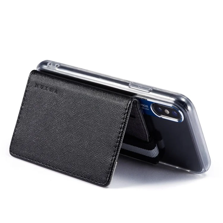 MUXMA MX110 Suporte de Cartão de Telefone com Banda Elástica Grip Carteira de Telefone RFID Blocking Adesivo Coloque no Bolso do Cartão de Crédito da Capa do Telefone - Preto