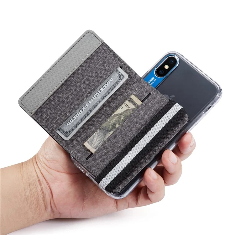 MUXMA MX110 Suporte de Cartão de Telefone com Banda Elástica Grip Carteira de Telefone RFID Blocking Adesivo Coloque no Bolso do Cartão de Crédito da Capa do Telefone - Preto