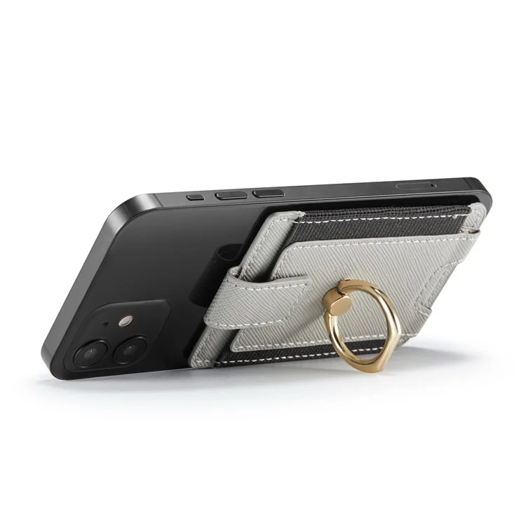 MUXMA MX116-8 Tarjetero para teléfono con bloqueo RFID, Bolsillo adhesivo para tarjetas de crédito con soporte de anillo - Gris