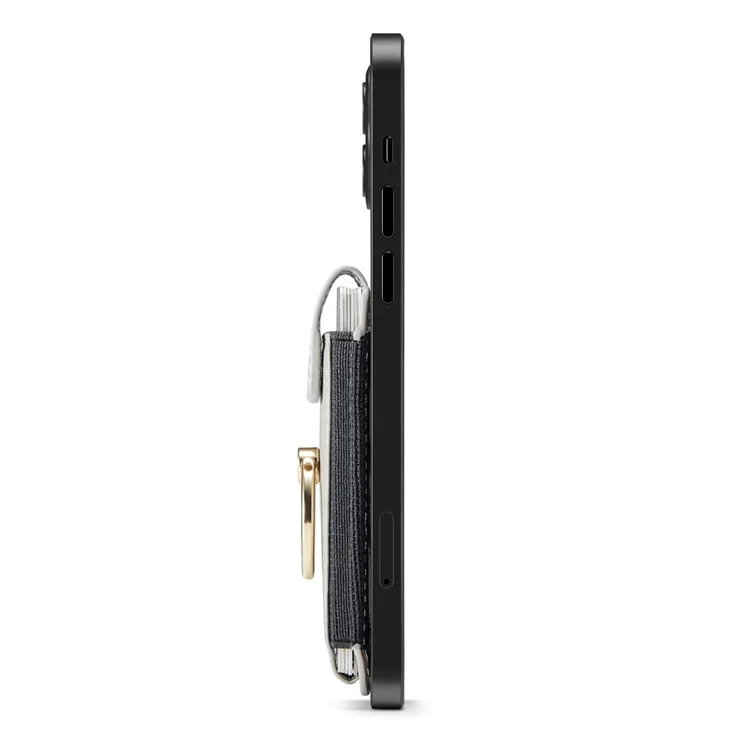 MUXMA MX116-8 Tarjetero para teléfono con bloqueo RFID, Bolsillo adhesivo para tarjetas de crédito con soporte de anillo - Gris