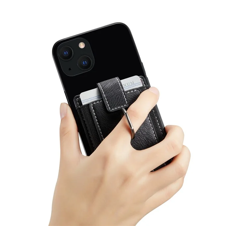 MUXMA MX116 Telefonkartenhalter RFID-blockierende Ring-Kartenhalter Hülle Aufkleber Ziehen Sie 8 Kartenhalter - schwarz